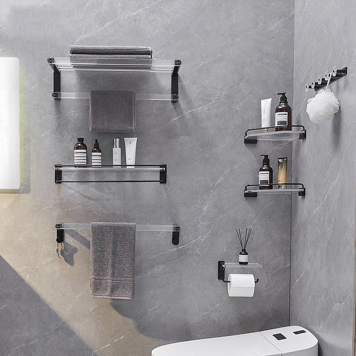 BowLift | Modern bathroom accessory set bath shelf/towel holder & bathrobe hooks included
