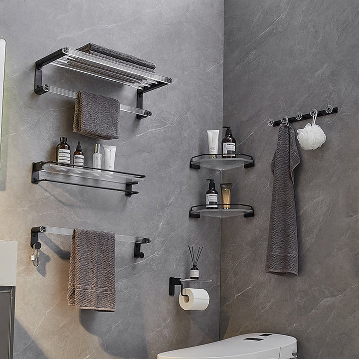 BowLift | Modern bathroom accessory set bath shelf/towel holder & bathrobe hooks included