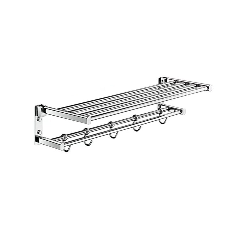 BowLift | Polished Chrome Modern Bathroom Accessory Set Silver Towel Holder/Bath Shelf