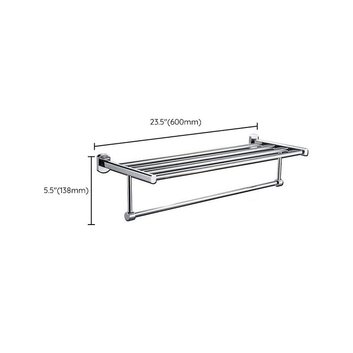 BowLift | Polished Chrome Modern Bathroom Accessory Set Silver Towel Holder/Bath Shelf