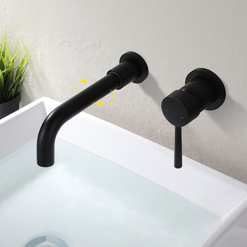 BowLift | Industrial Sink Faucet Brass Lever Handles Low Arc Wall Mounted Bathroom Faucet