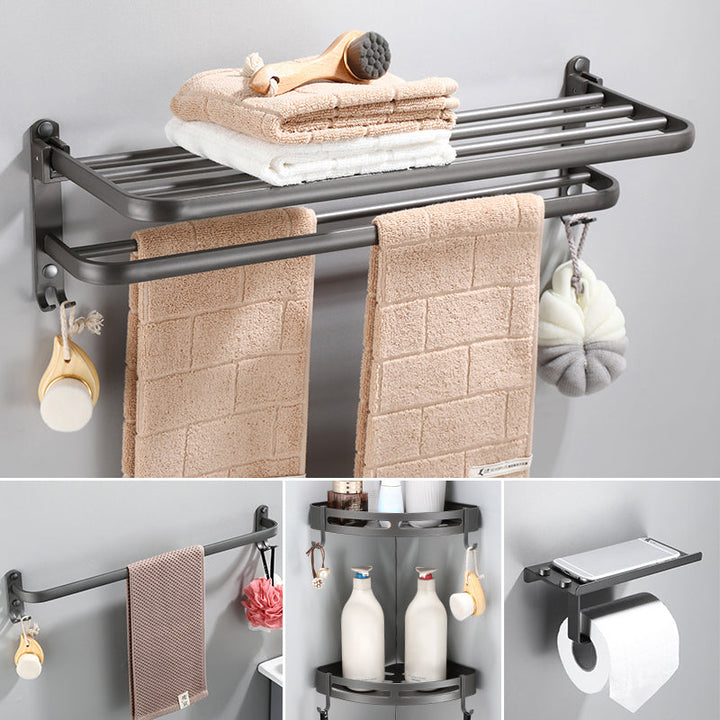 BowLift | Modern Bathroom Fixture Set Towel Bar Gray Bathroom Shelf Bathroom Set