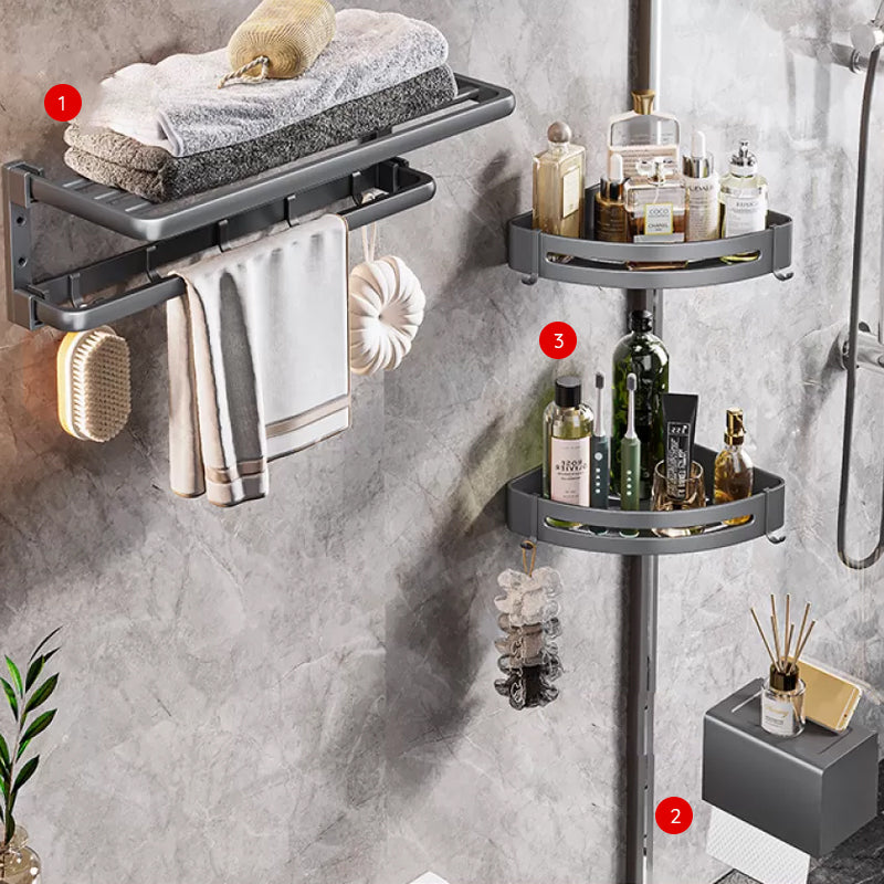 BowLift | Modern Bathroom Accessories Hardware Set Gray Towel Bar Bathroom Shelf Bathroom Hardware Set