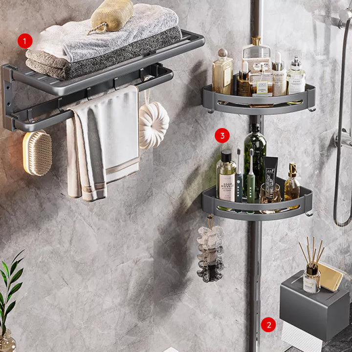 BowLift | Modern Bathroom Accessories Hardware Set Gray Towel Bar Bathroom Shelf Bathroom Hardware Set