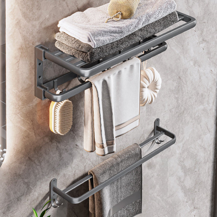 BowLift | Modern Bathroom Accessories Hardware Set Gray Towel Bar Bathroom Shelf Bathroom Hardware Set