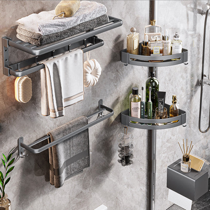 BowLift | Modern Bathroom Accessories Hardware Set Gray Towel Bar Bathroom Shelf Bathroom Hardware Set