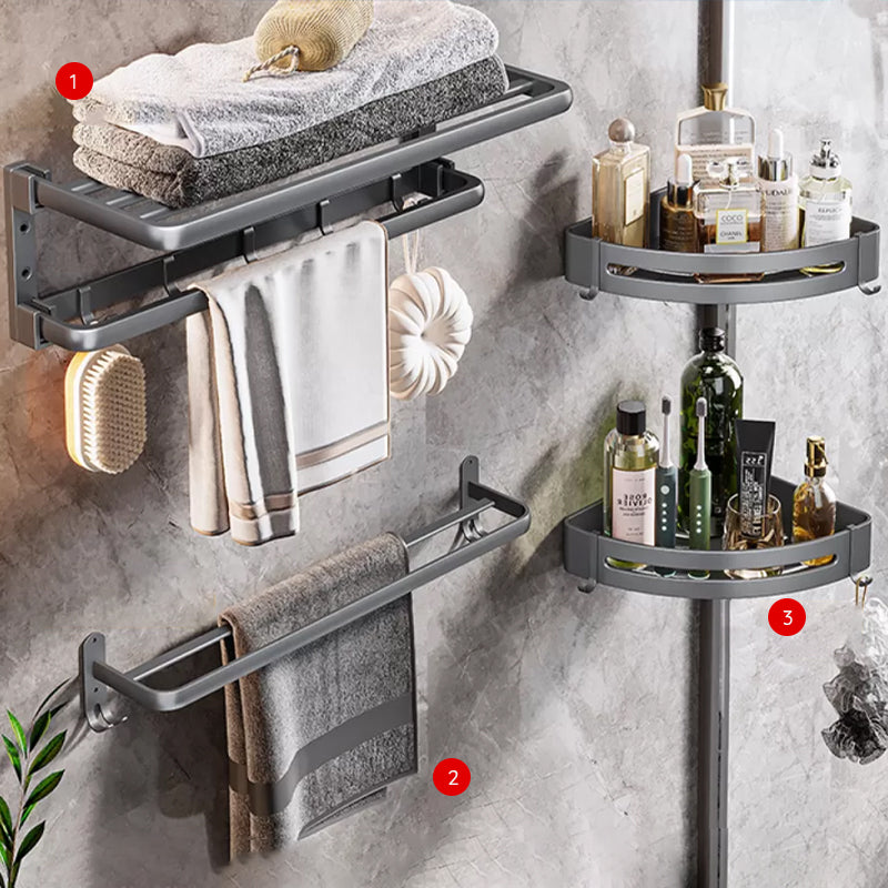 BowLift | Modern Bathroom Accessories Hardware Set Gray Towel Bar Bathroom Shelf Bathroom Hardware Set