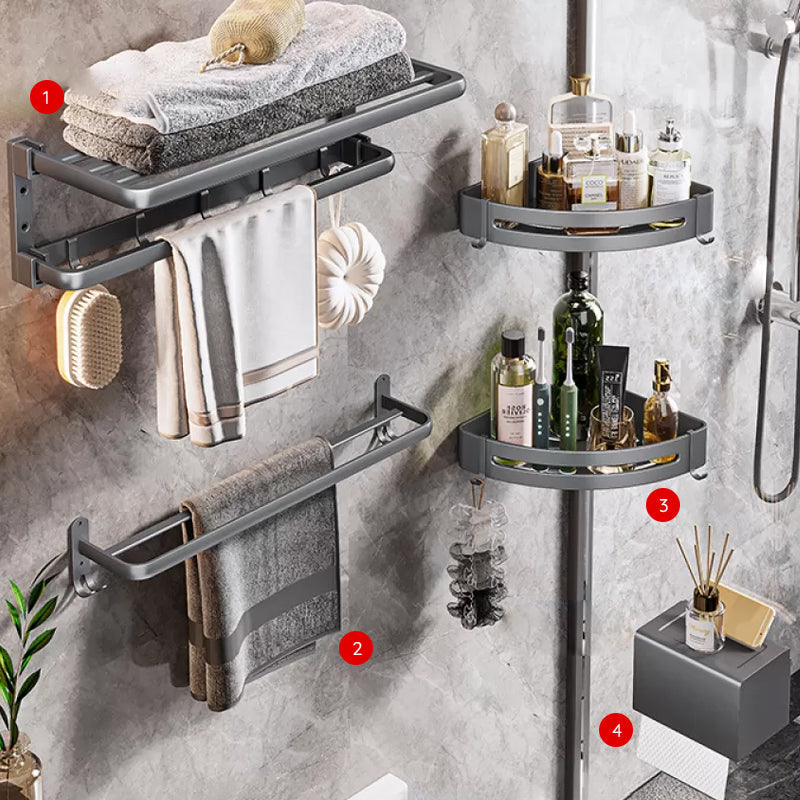 BowLift | Modern Bathroom Accessories Hardware Set Gray Towel Bar Bathroom Shelf Bathroom Hardware Set