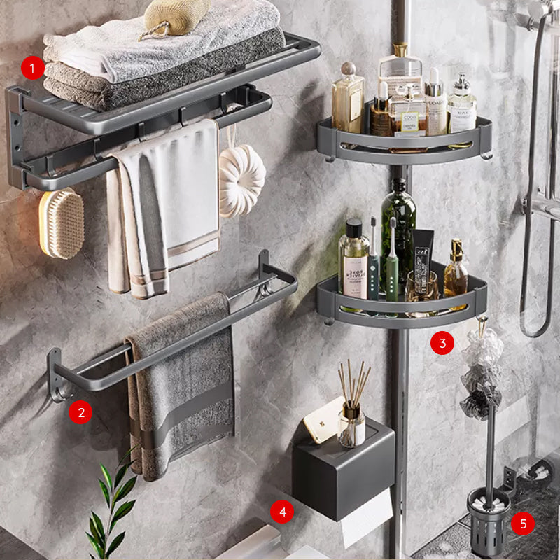 BowLift | Modern Bathroom Accessories Hardware Set Gray Towel Bar Bathroom Shelf Bathroom Hardware Set