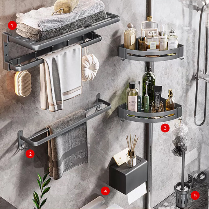 BowLift | Modern Bathroom Accessories Hardware Set Gray Towel Bar Bathroom Shelf Bathroom Hardware Set