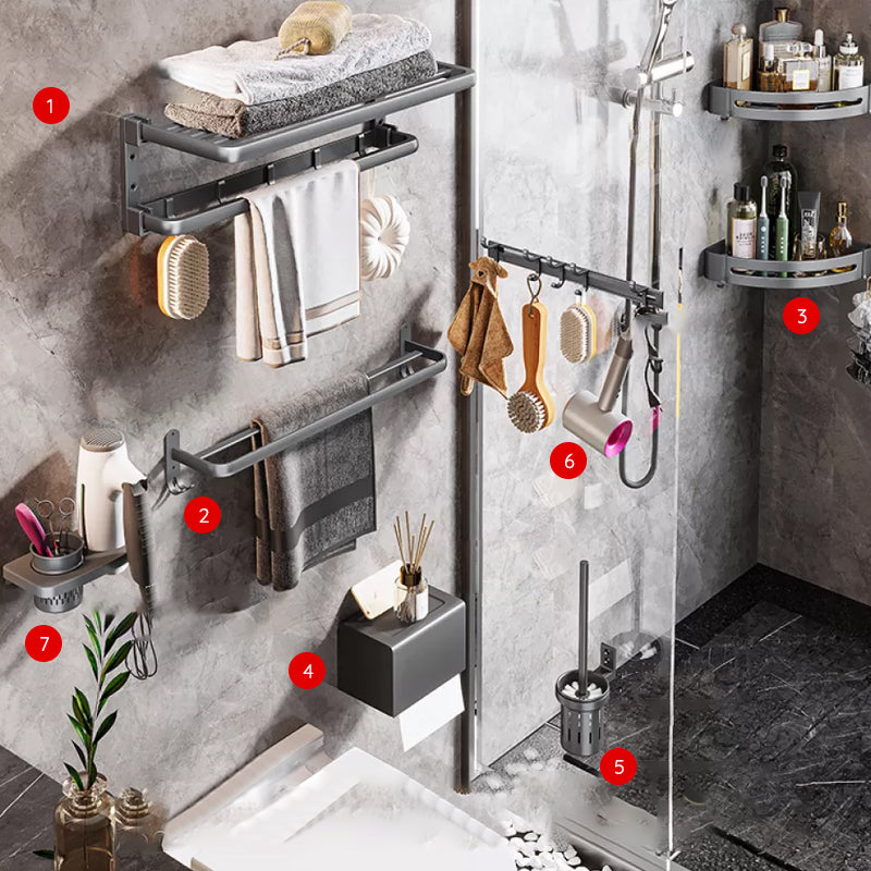 BowLift | Modern Bathroom Accessories Hardware Set Gray Towel Bar Bathroom Shelf Bathroom Hardware Set