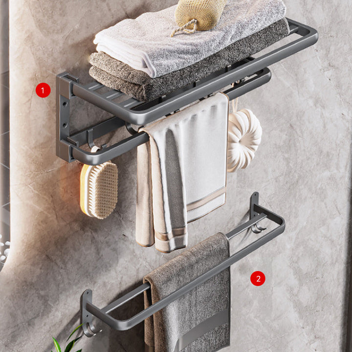 BowLift | Modern Bathroom Accessories Hardware Set Gray Towel Bar Bathroom Shelf Bathroom Hardware Set