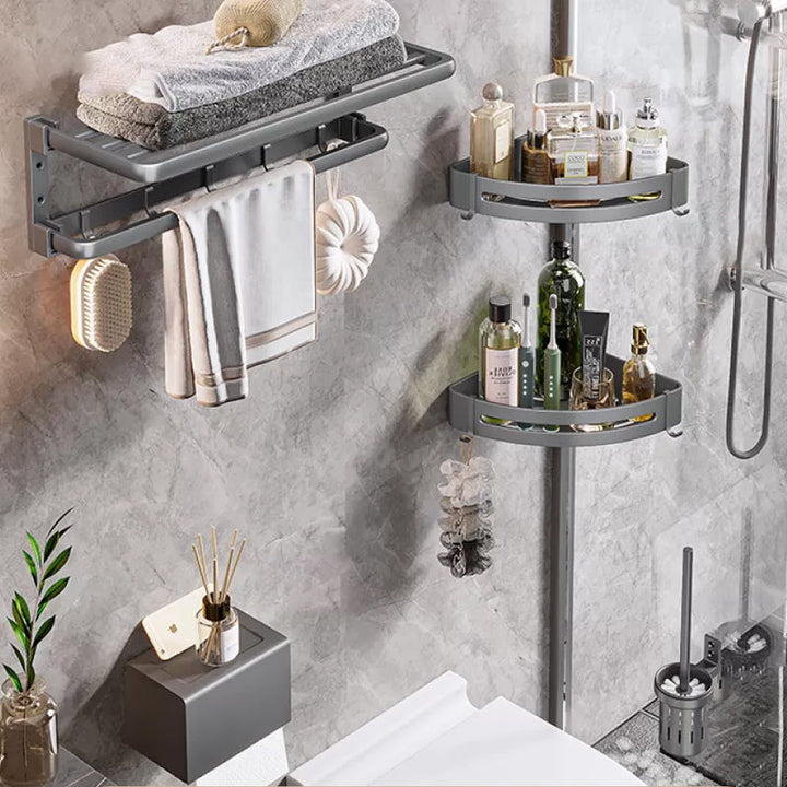 BowLift | Modern Bathroom Accessories Hardware Set Gray Towel Bar Bathroom Shelf Bathroom Hardware Set