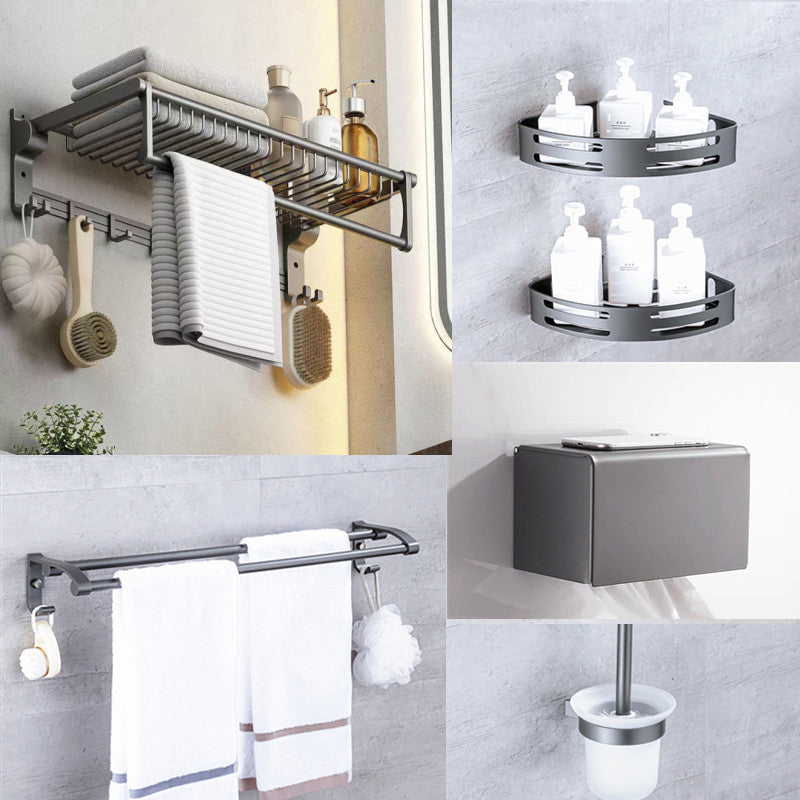 BowLift | Matt gray bathroom accessory set bathroom shelf/towel holder & paper holder included