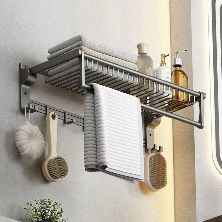 BowLift | Matt gray bathroom accessory set bathroom shelf/towel holder & paper holder included