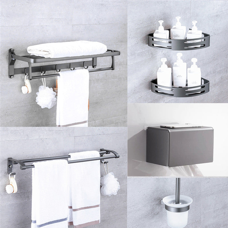 BowLift | Matt gray bathroom accessory set bathroom shelf/towel holder & paper holder included