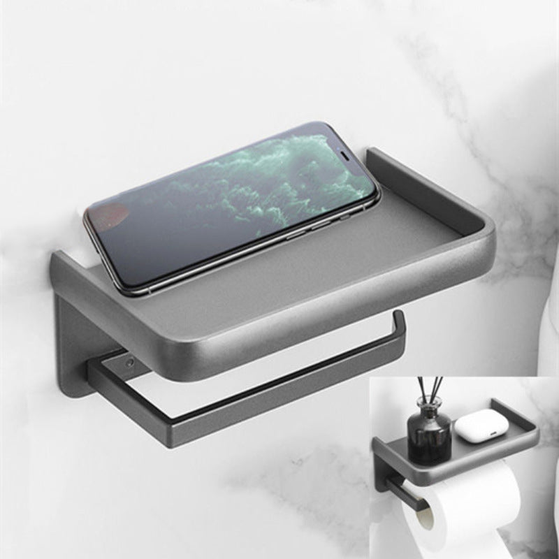 BowLift | Matt gray bathroom accessory set bathroom shelf/towel holder & paper holder included