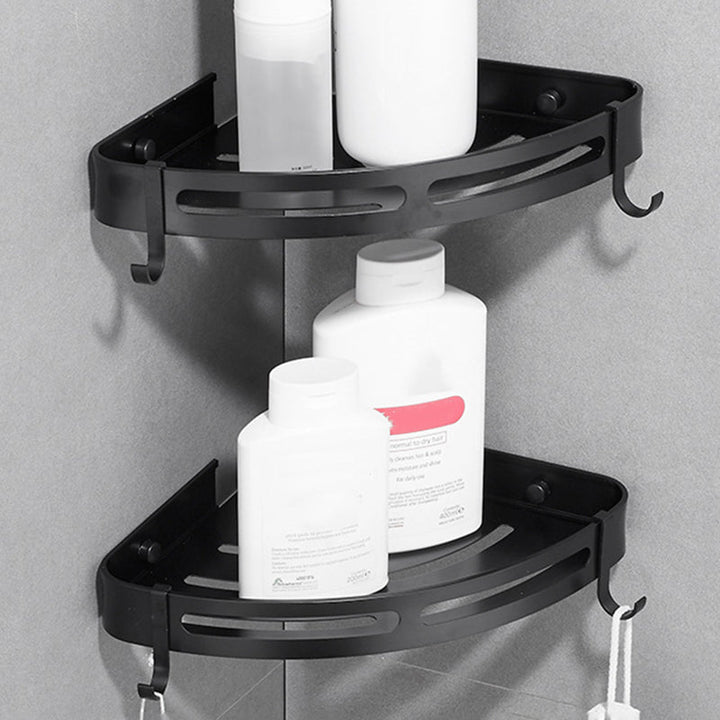 BowLift | Modern Aluminum Bathroom Accessory Set Black/ Silver Bathroom Shelf