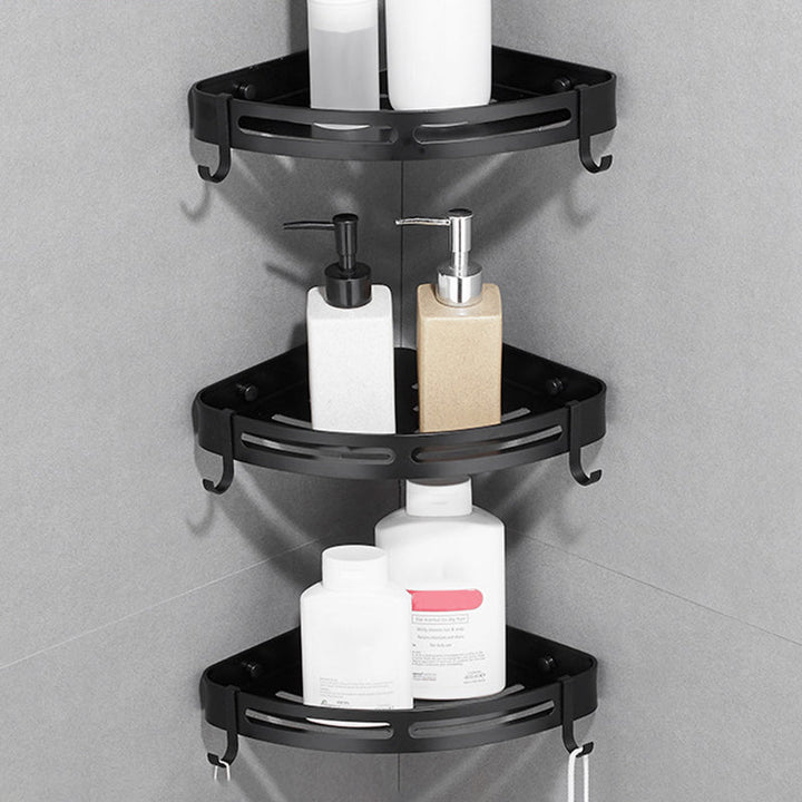 BowLift | Modern Aluminum Bathroom Accessory Set Black/ Silver Bathroom Shelf