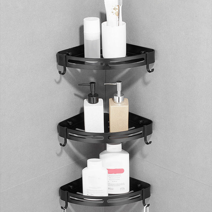 BowLift | Modern Aluminum Bathroom Accessory Set Black/ Silver Bathroom Shelf