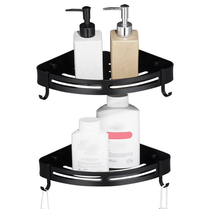 BowLift | Modern Aluminum Bathroom Accessory Set Black/ Silver Bathroom Shelf