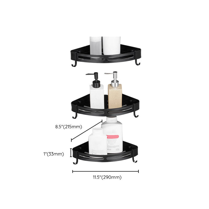 BowLift | Modern Aluminum Bathroom Accessory Set Black/ Silver Bathroom Shelf