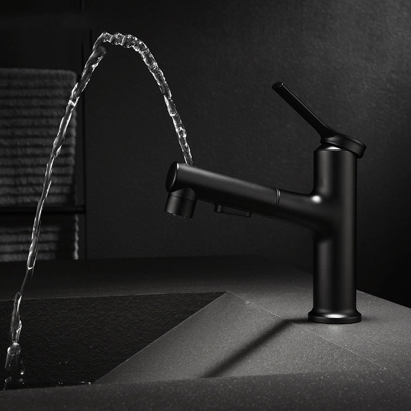 BowLift | Modern Sink Faucet Copper Single Handle Low Arc Pull-Out Sink Faucet