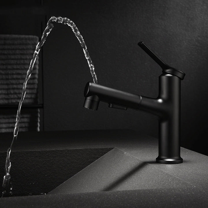 BowLift | Modern Sink Faucet Copper Single Handle Low Arc Pull-Out Sink Faucet