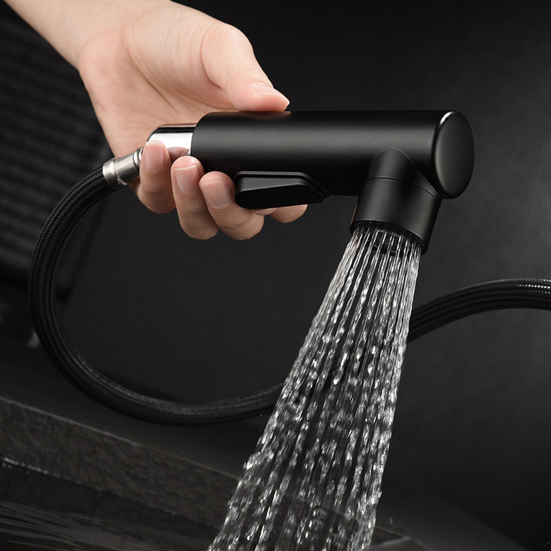 BowLift | Modern Sink Faucet Copper Single Handle Low Arc Pull-Out Sink Faucet
