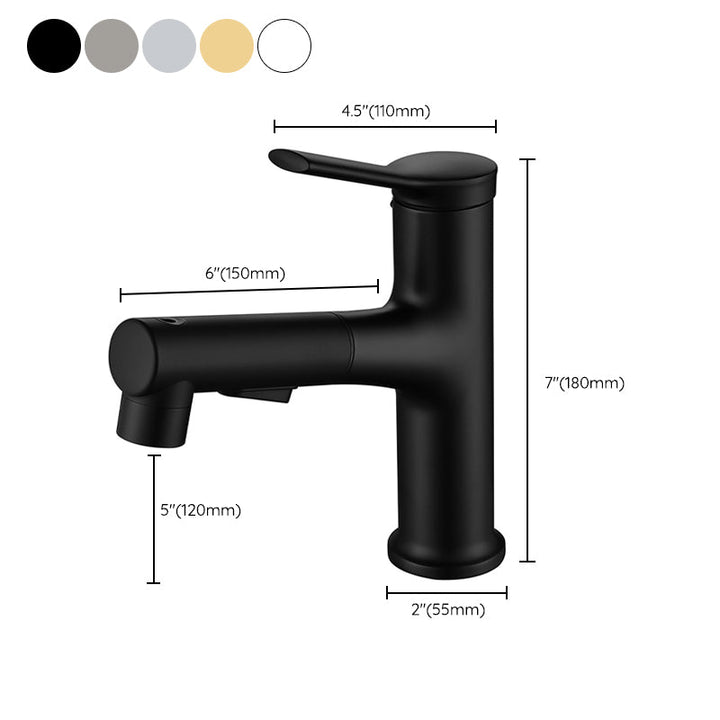 BowLift | Modern Sink Faucet Copper Single Handle Low Arc Pull-Out Sink Faucet