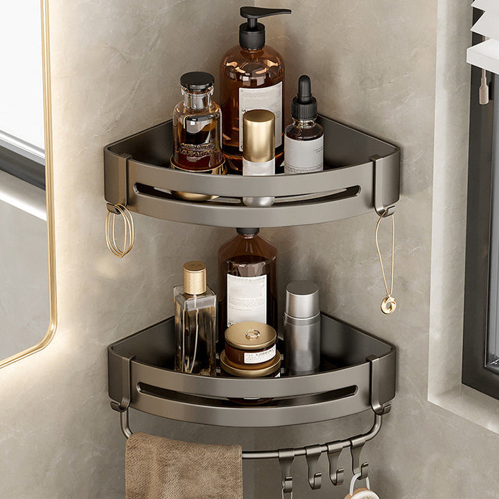 BowLift | Contemporary Aluminum Bathroom Accessory Set Gray Bath Shelf