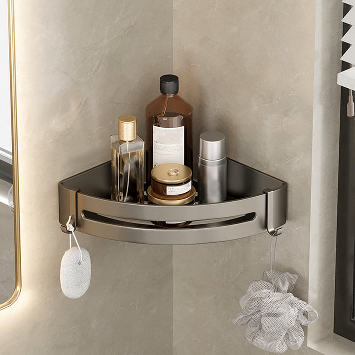 BowLift | Contemporary Aluminum Bathroom Accessory Set Gray Bath Shelf