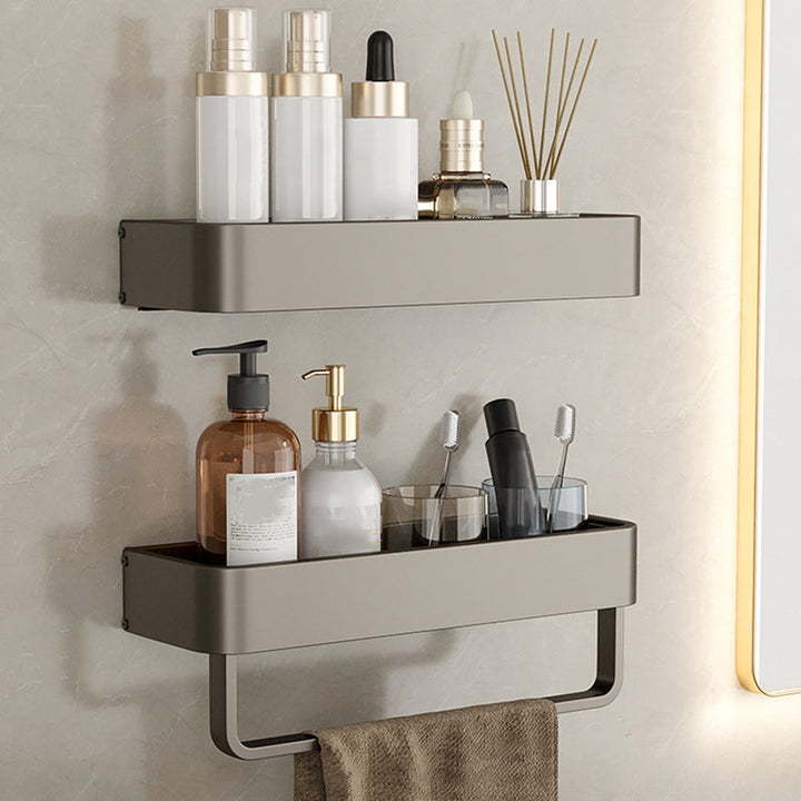 BowLift | Contemporary Aluminum Bathroom Accessory Set Gray Bath Shelf