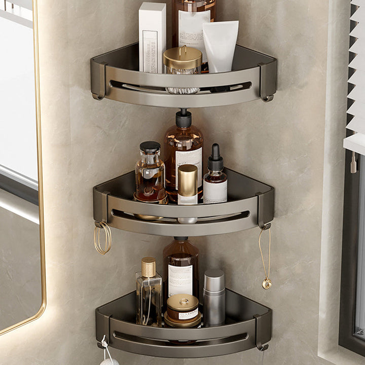 BowLift | Contemporary Aluminum Bathroom Accessory Set Gray Bath Shelf