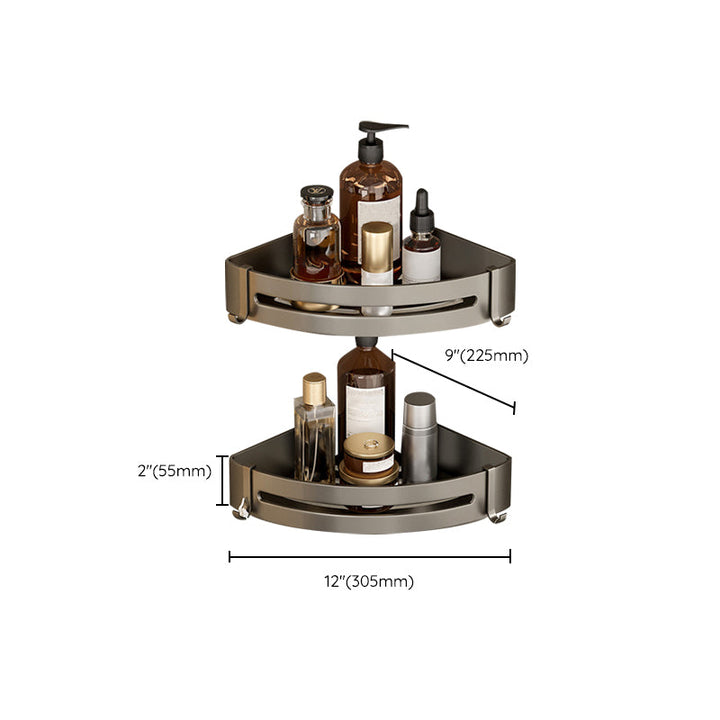 BowLift | Contemporary Aluminum Bathroom Accessory Set Gray Bath Shelf