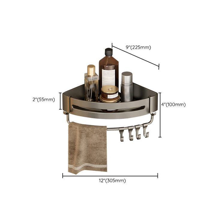 BowLift | Contemporary Aluminum Bathroom Accessory Set Gray Bath Shelf