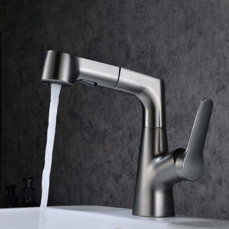 BowLift | Modern Sink Faucet Copper Single Handle Low Arc Pull-Out Sink Faucet