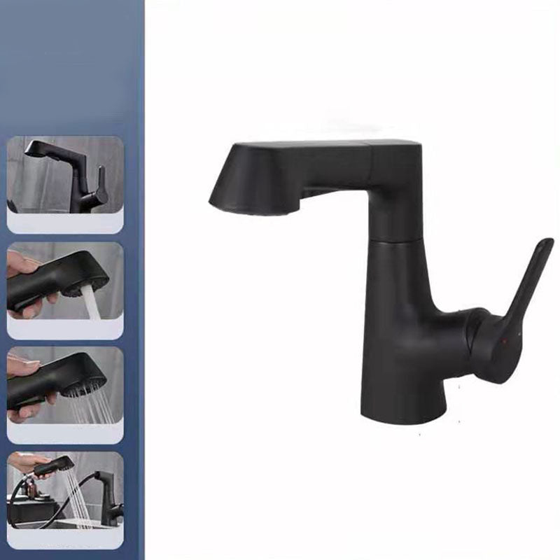 BowLift | Modern Sink Faucet Copper Single Handle Low Arc Pull-Out Sink Faucet