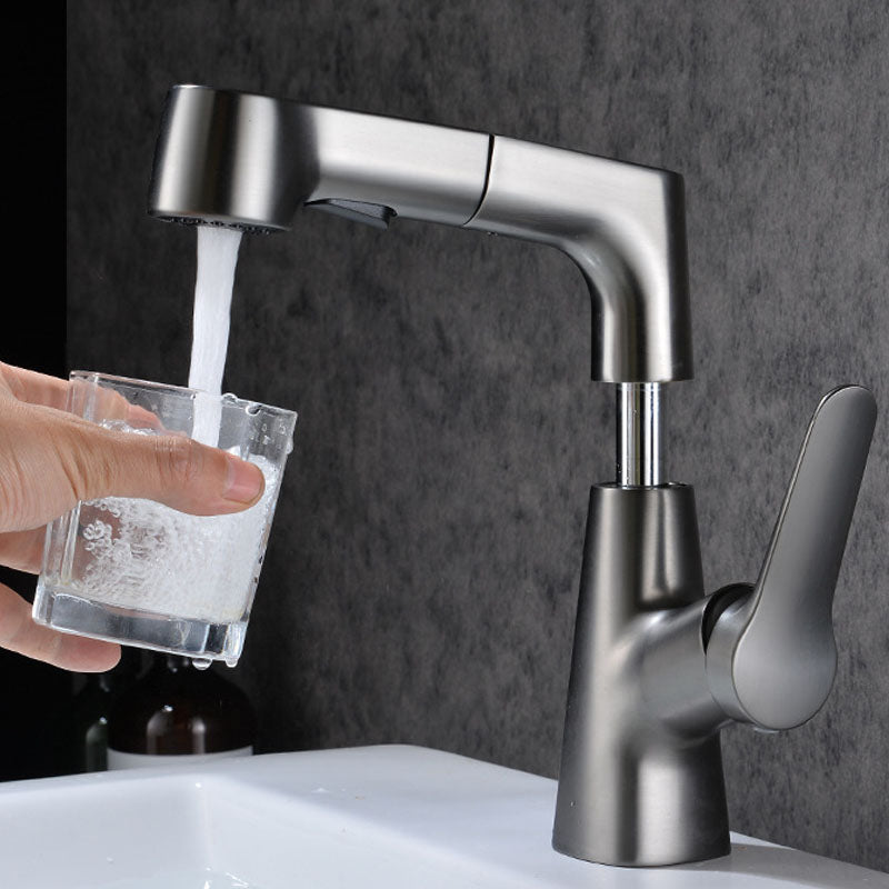 BowLift | Modern Sink Faucet Copper Single Handle Low Arc Pull-Out Sink Faucet