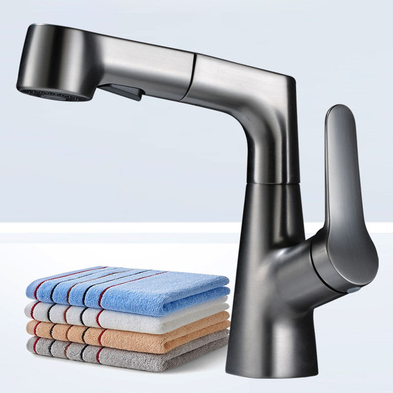 BowLift | Modern Sink Faucet Copper Single Handle Low Arc Pull-Out Sink Faucet