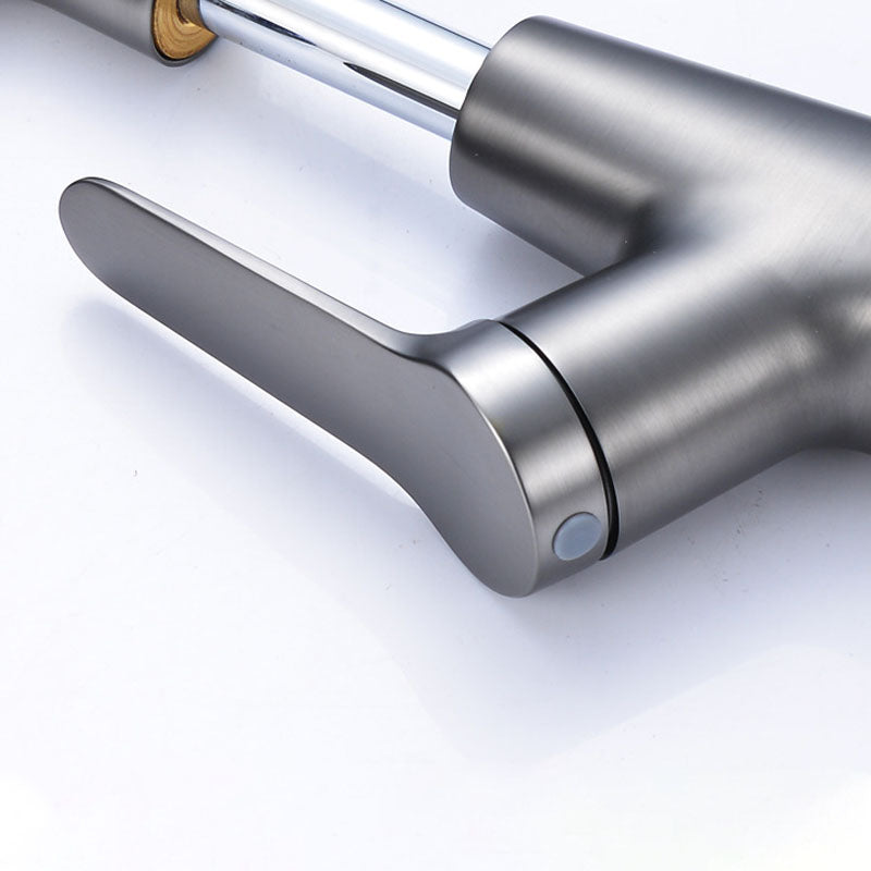 BowLift | Modern Sink Faucet Copper Single Handle Low Arc Pull-Out Sink Faucet