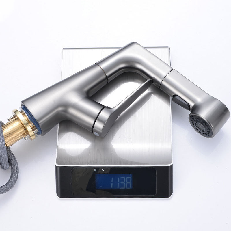 BowLift | Modern Sink Faucet Copper Single Handle Low Arc Pull-Out Sink Faucet