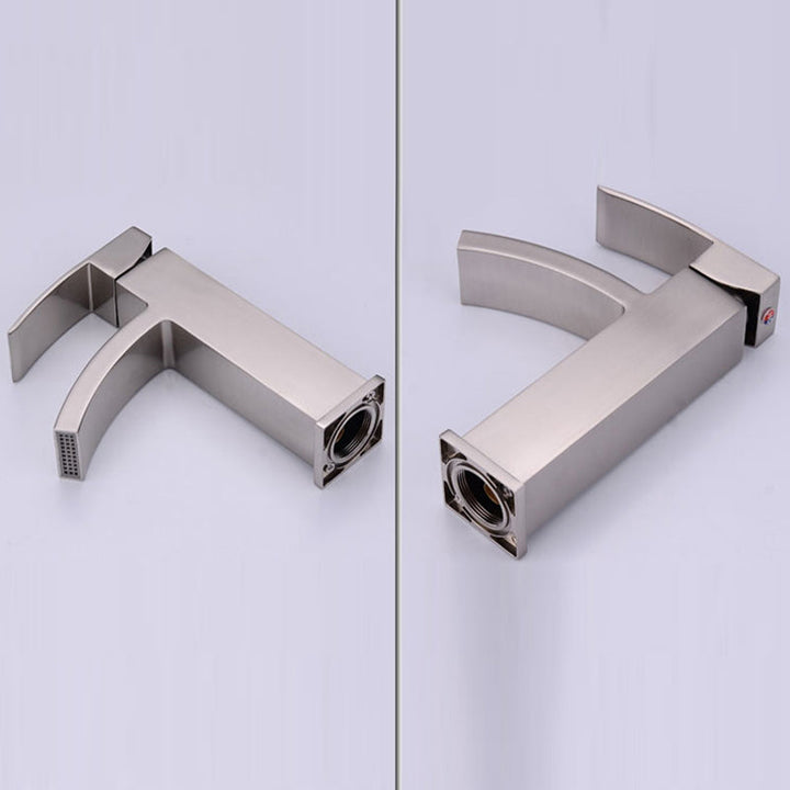 BowLift | Cubic Chrome Bathroom Faucet Low Arc Single Lever Basin Faucet