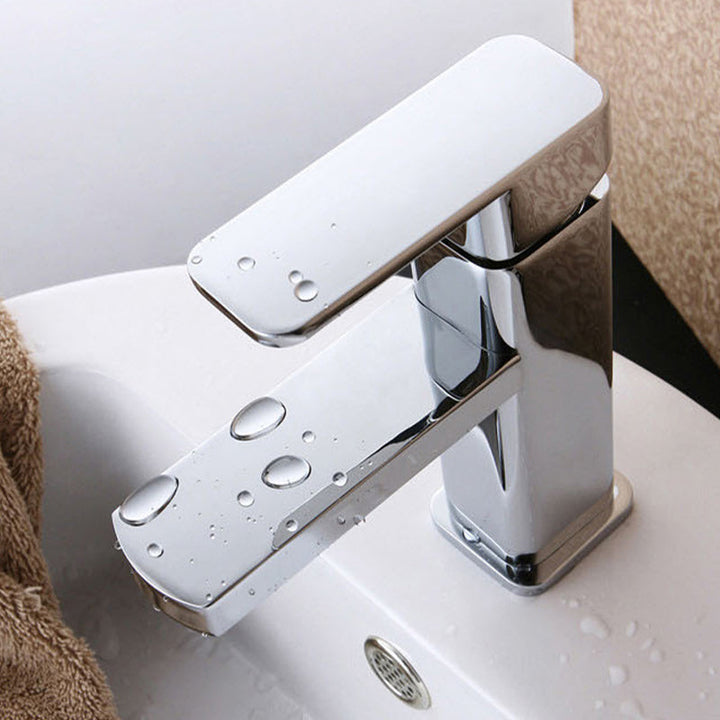 BowLift | Cubic Chrome Bathroom Faucet Low Arc Single Lever Basin Faucet