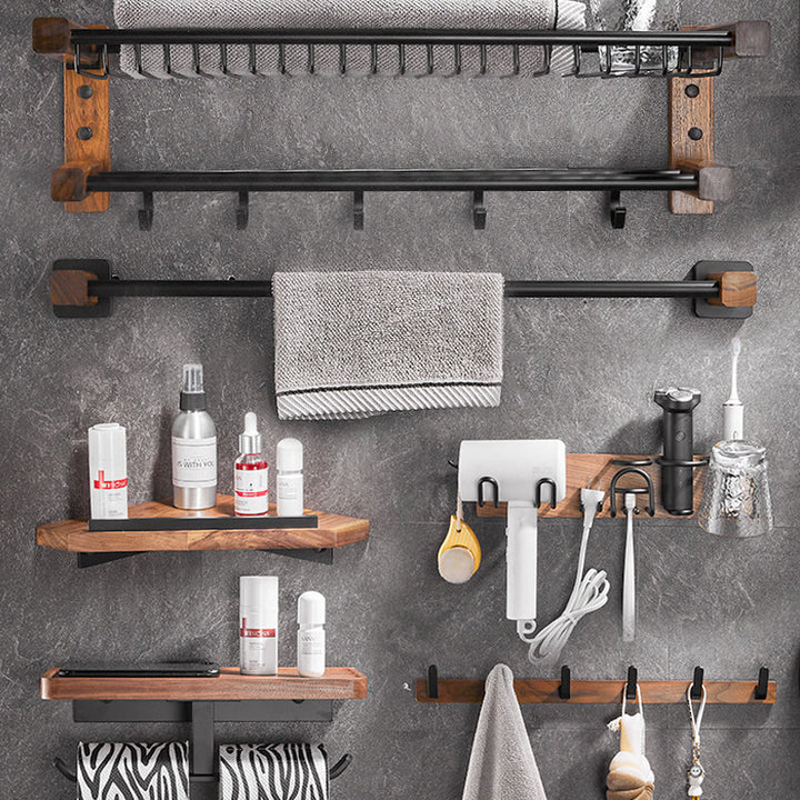 BowLift | Wood & Aluminum Bathroom Set Brown Bathroom Accessory Set