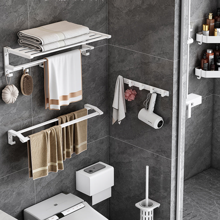 BowLift | Modern White Bathroom Hardware Set Towel Rack Bath Shelf Bathroom Hardware Set