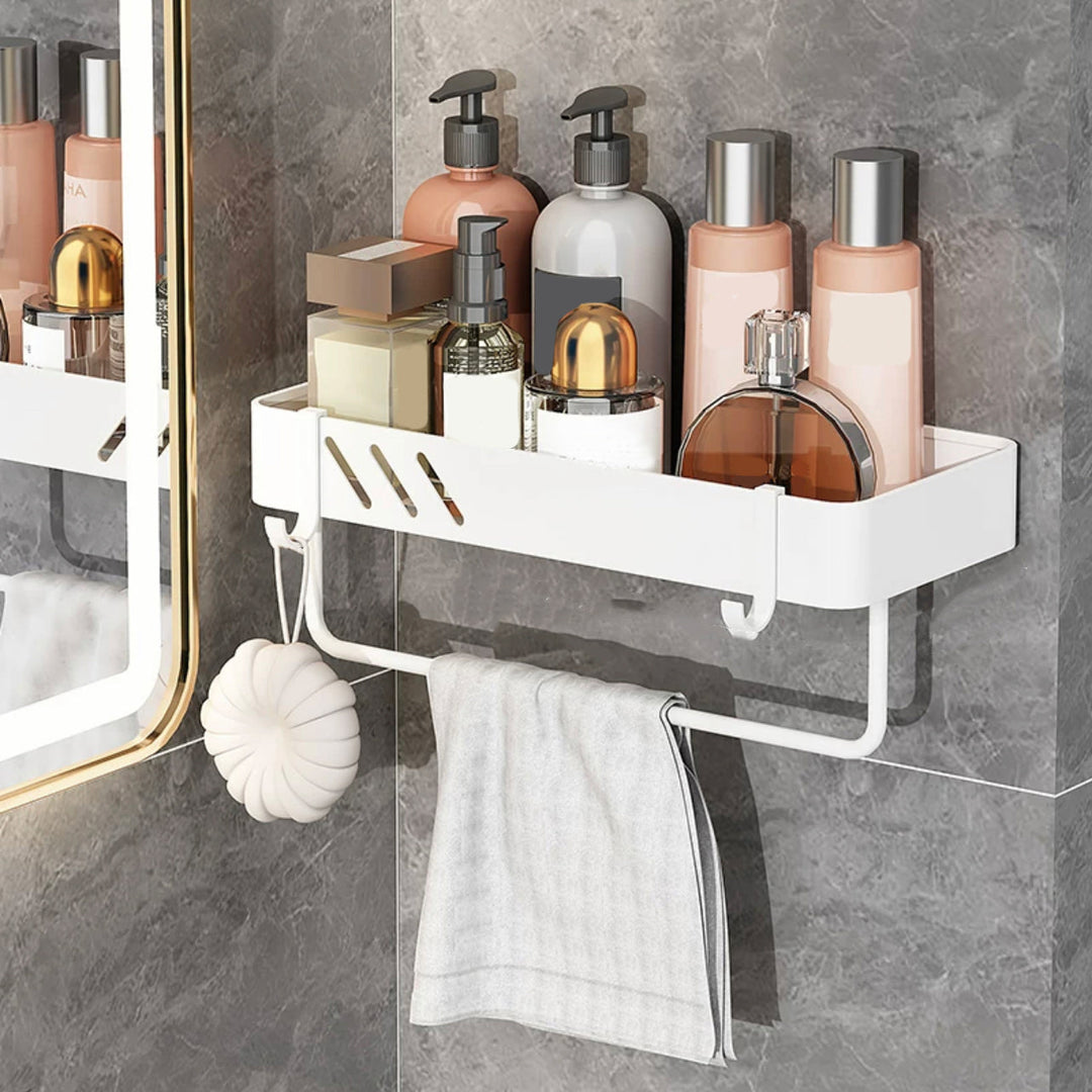 BowLift | Modern White Bathroom Hardware Set Towel Rack Bath Shelf Bathroom Hardware Set