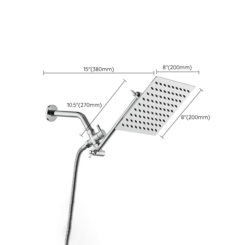 BowLift | Silver Square Fixed Shower Head Modern Style Wall Mounted Shower Head