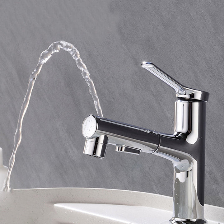 BowLift | Round contemporary bathroom faucet with lever handle and single hole installation