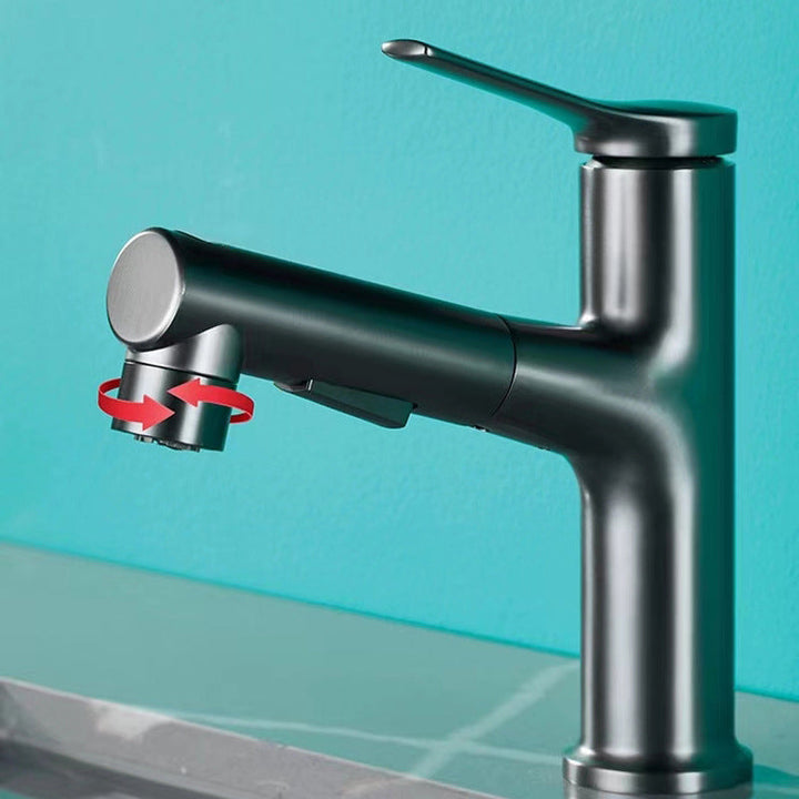 BowLift | Round contemporary bathroom faucet with lever handle and single hole installation